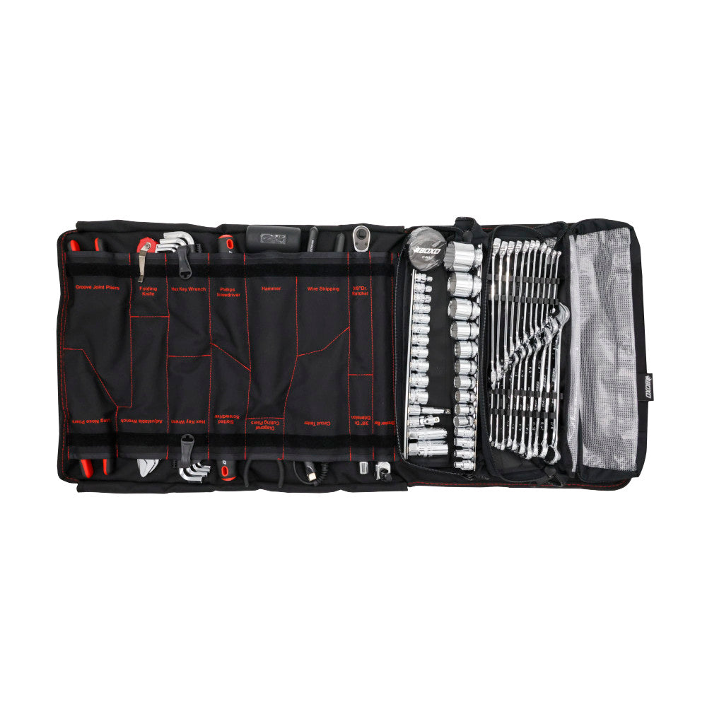 File Tool Rool 10 Inch Combo Tool Roll I 82-Piece Metric and SAE Tool Roll and Dry Bag ...
